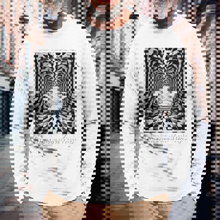 Monochrome Magic 幾何学トリックアート 長袖tシャツ 長袖Tシャツ 高齢者への贈り物