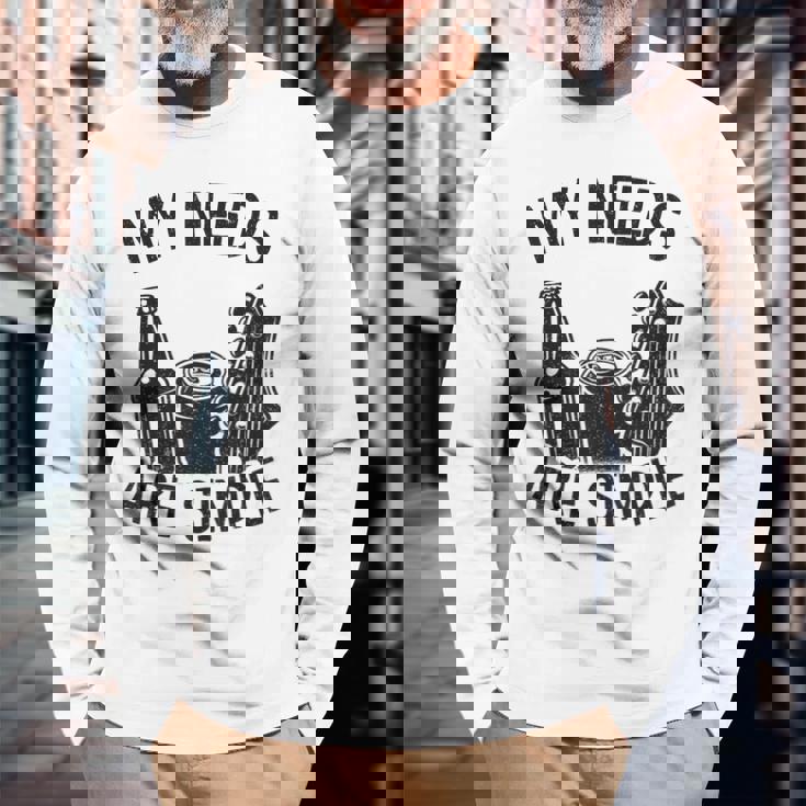 My Needs Areimple Guitars ビール愛好家 ギタリストギター 長袖Tシャツ 高齢者への贈り物