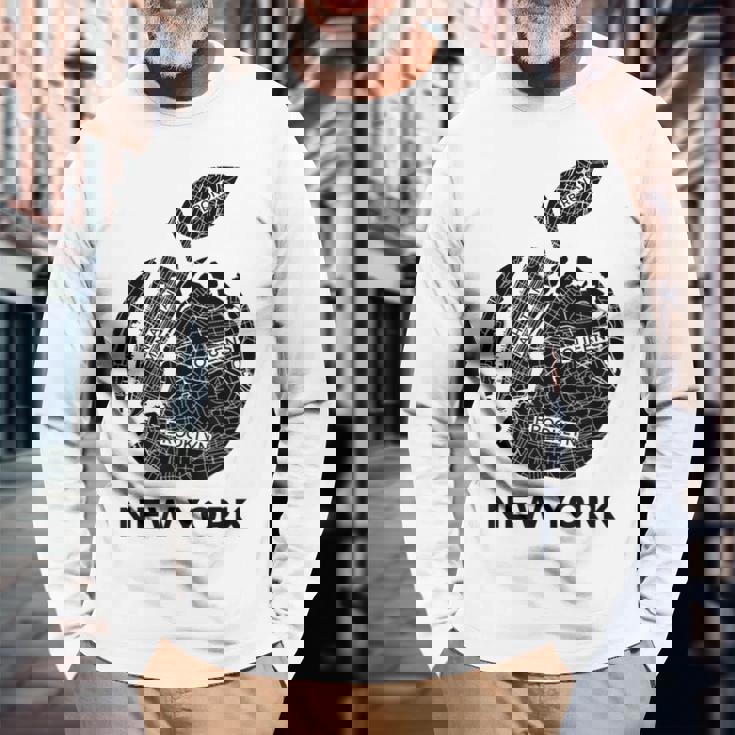 New York City The Big Apple Graphic New York City 長袖Tシャツ 高齢者への贈り物