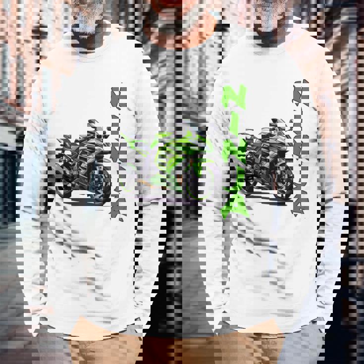 Ninjaオートバイスポーツバイク 長袖tシャツ 長袖Tシャツ 高齢者への贈り物