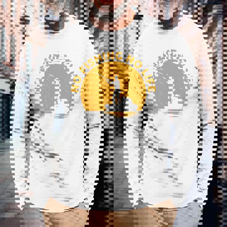 No Fishing No Life 釣り フィッシング ロゴ プリント 長袖tシャツ 長袖Tシャツ 高齢者への贈り物