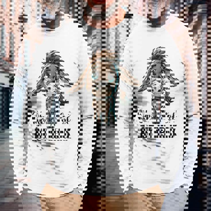 Ohne Esel Läuft Hier Nix ロバ 牧場 農業 ロバ 長袖Tシャツ 高齢者への贈り物