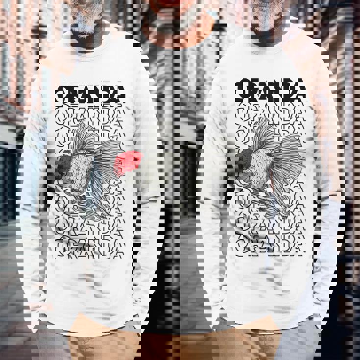 Oranda Goldfish 80年代スタイル ファンシー金魚オーナー 長袖Tシャツ 高齢者への贈り物