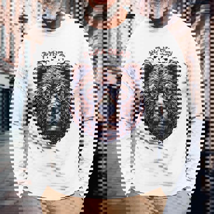 メンズ Papa Bear Face サングラス Papa Bear Lover 父の日 長袖Tシャツ 高齢者への贈り物