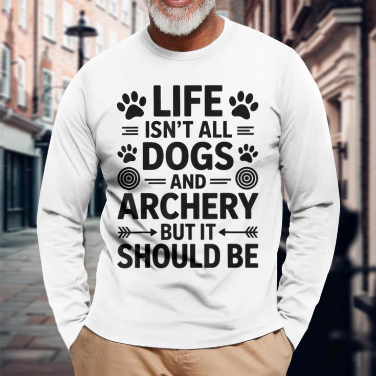 Perros Y Tiro Con Arco Arquero Divertido Tiro Con Arco Camiseta de manga larga Regalos para ancianos