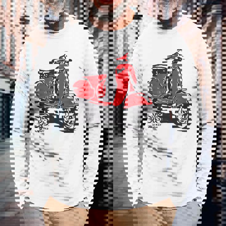 Piaggio クラシックスクーター イタリア製 ピンク 長袖Tシャツ 高齢者への贈り物