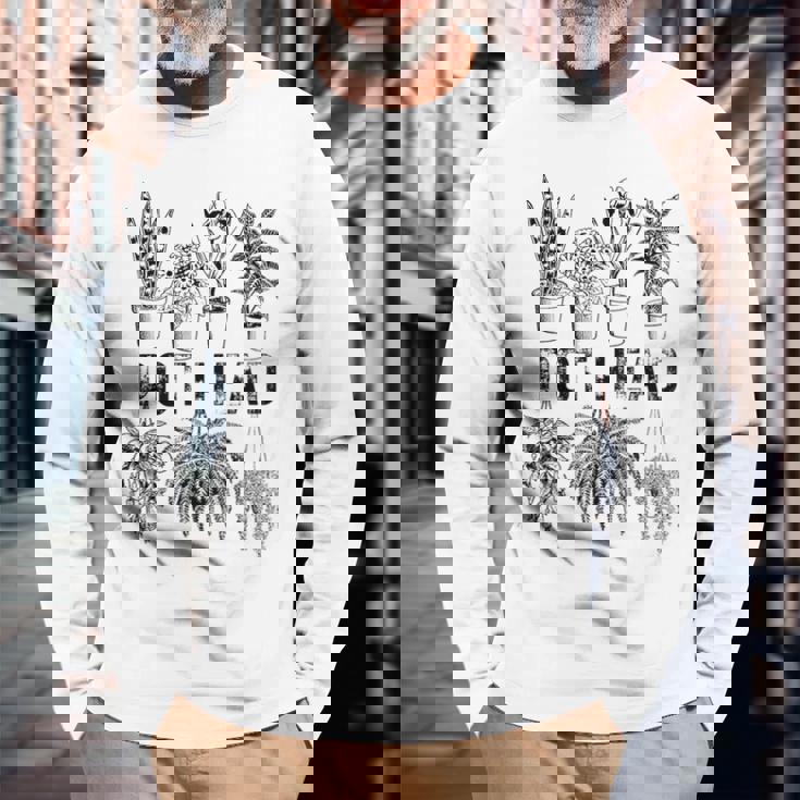 Pot Head 観葉植物 庭師 面白い 観葉植物 長袖Tシャツ 高齢者への贈り物