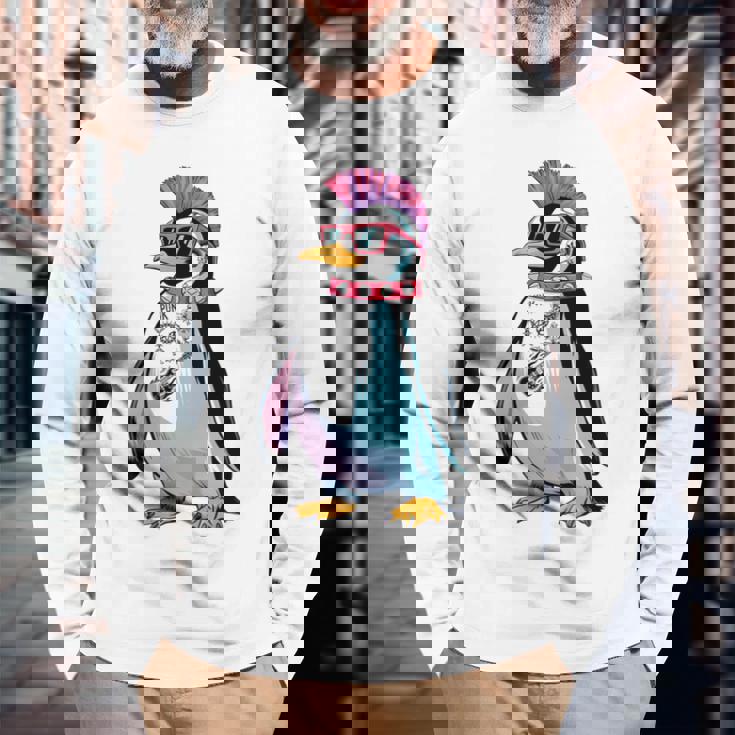 Punkuin 面白い パンクロック パンクロック ペンギン 長袖tシャツ 長袖Tシャツ 高齢者への贈り物