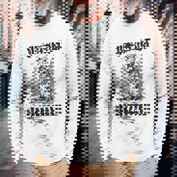 Questquad ブロッコリー 面白い 猫好き 長袖Tシャツ 高齢者への贈り物