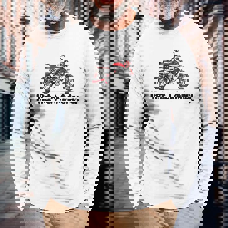 I Ride A Monkey オートバイミニバイクまたはピットバイク 長袖Tシャツ 高齢者への贈り物