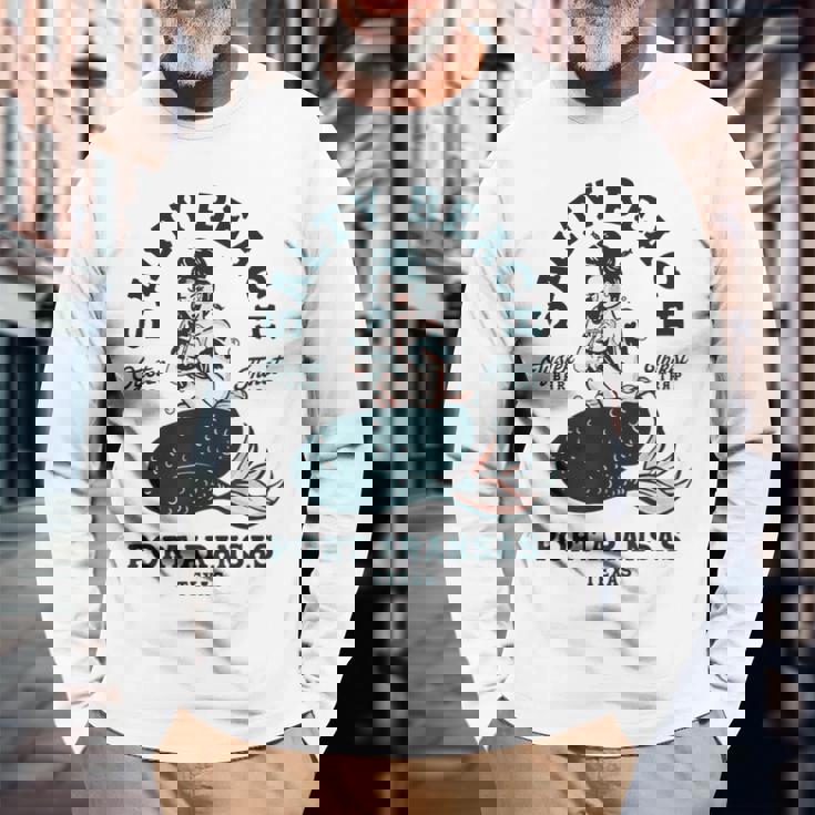 Salty Beach Port Aransas テキサス マーメイドシャツ ダイブバー オイスター 長袖Tシャツ 高齢者への贈り物