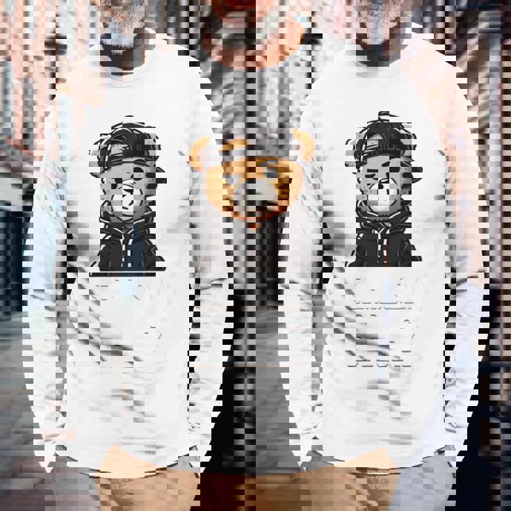 Seriously Bruh ヒップホップ テディベア ティーンエイジャー 男の子 ティーン 格言 長袖tシャツ 長袖Tシャツ 高齢者への贈り物