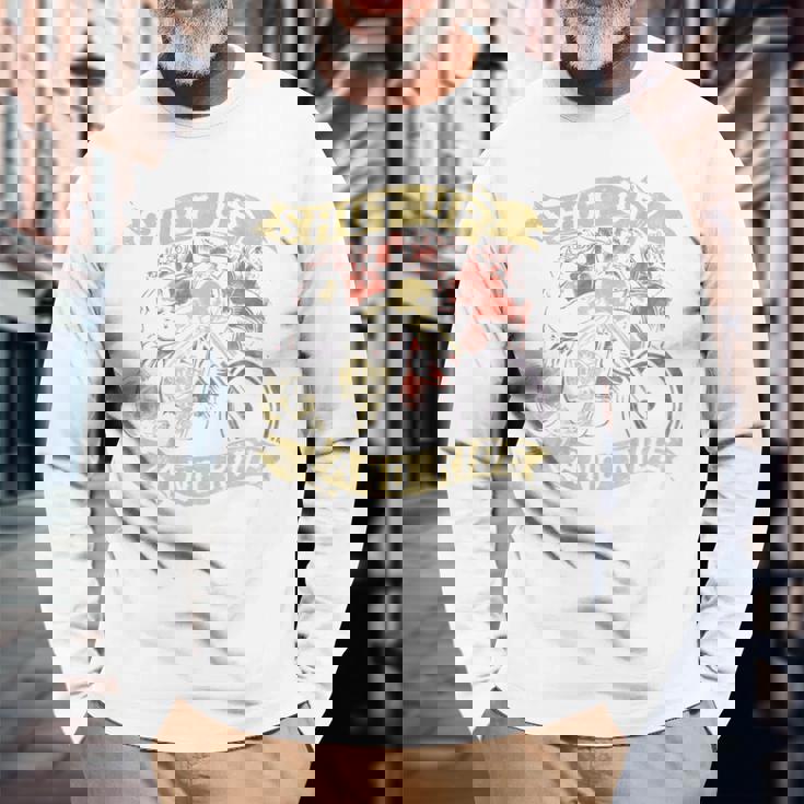 Shut Up And Ride スカルバイクシャツ バイカー グリムリーパー 長袖Tシャツ 高齢者への贈り物