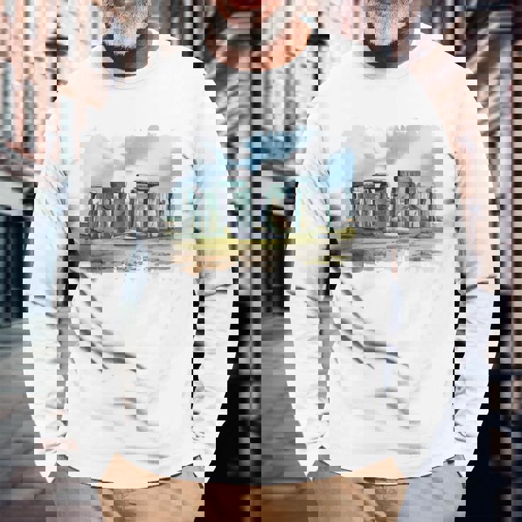 Stonehenge イギリス土産 ストーンヘンジ。 長袖tシャツ 長袖Tシャツ 高齢者への贈り物