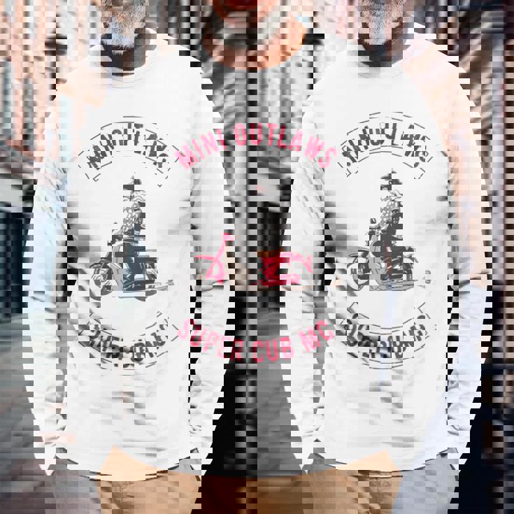 Super Cub スーパーカブ ミニモト 面白 ふざけ ネタ おもしろ バイク アウトロー バイカーギャング 長袖tシャツ 長袖Tシャツ 高齢者への贈り物