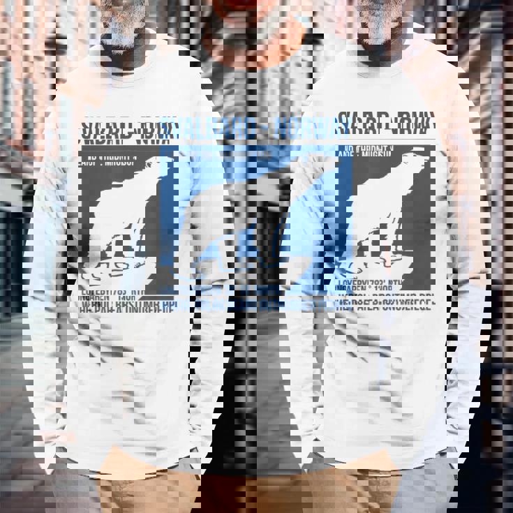 Svalbard ノルウェー ポーラーベア ロングイヤービーン スピッツベルゲン オーロラ 長袖Tシャツ 高齢者への贈り物