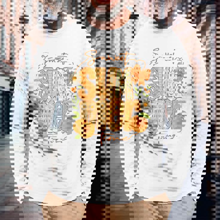 Sweetummer Time 鮮やかなフローラルピーチ 長袖tシャツ 長袖Tシャツ 高齢者への贈り物