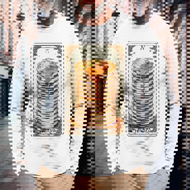 The Tower タロットカード パンケーキタワー 面白いパンケーキ 長袖Tシャツ 高齢者への贈り物