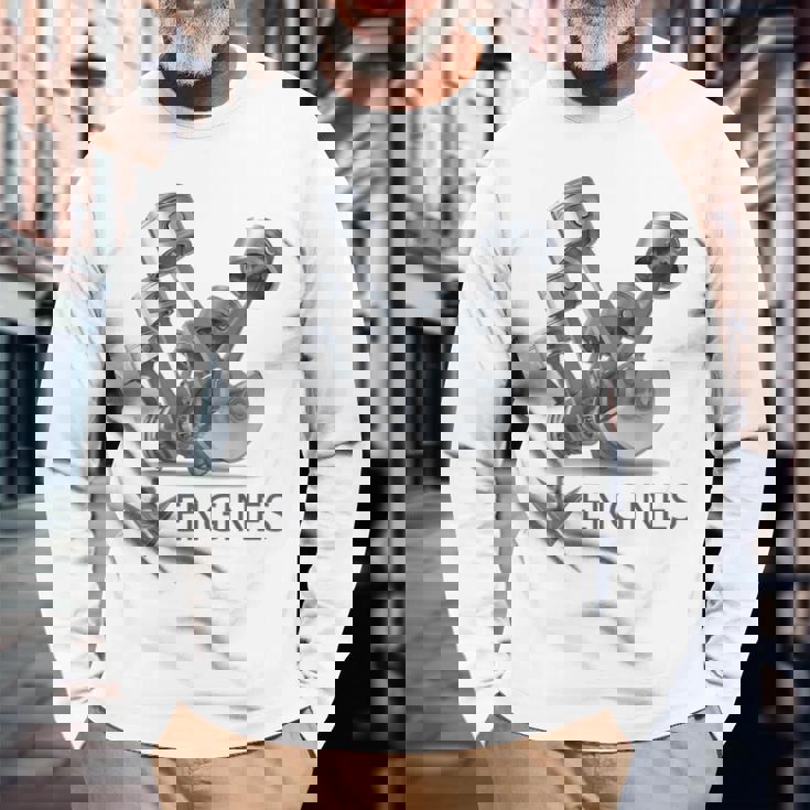 V8 エンジン 長袖Tシャツ 高齢者への贈り物