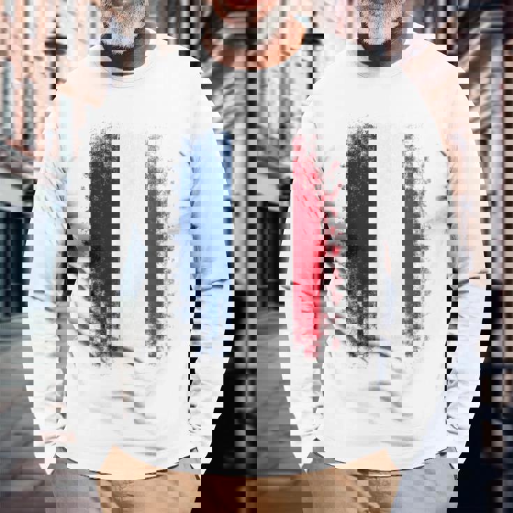 Vintage France Distressed Flag Illustration Graphic s 長袖Tシャツ 高齢者への贈り物