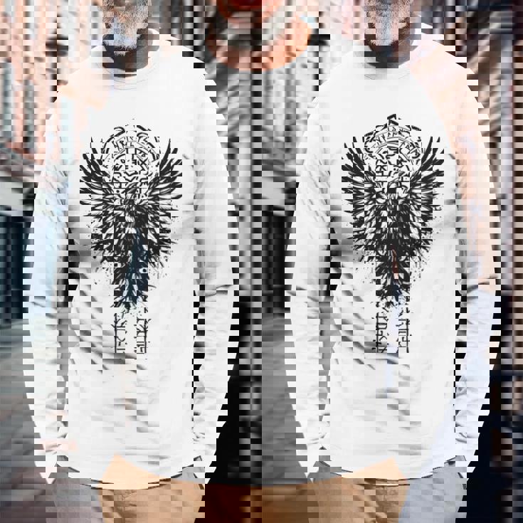 Walhalla Raven Odins ルーンズ ノルディック コンパス バイキング 長袖tシャツ 長袖Tシャツ 高齢者への贈り物