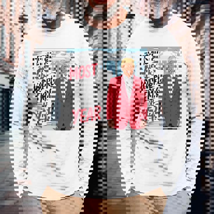 「今年一番素晴らしい言葉だ」トランプクリスマス 長袖tシャツ 長袖Tシャツ 高齢者への贈り物