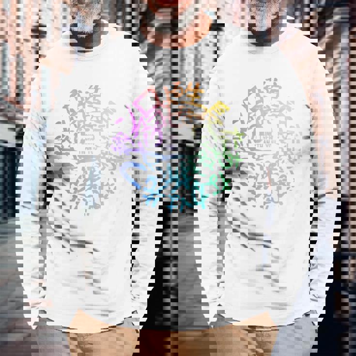 【あなたより長く 短歌ロゴ】 長袖Tシャツ 高齢者への贈り物