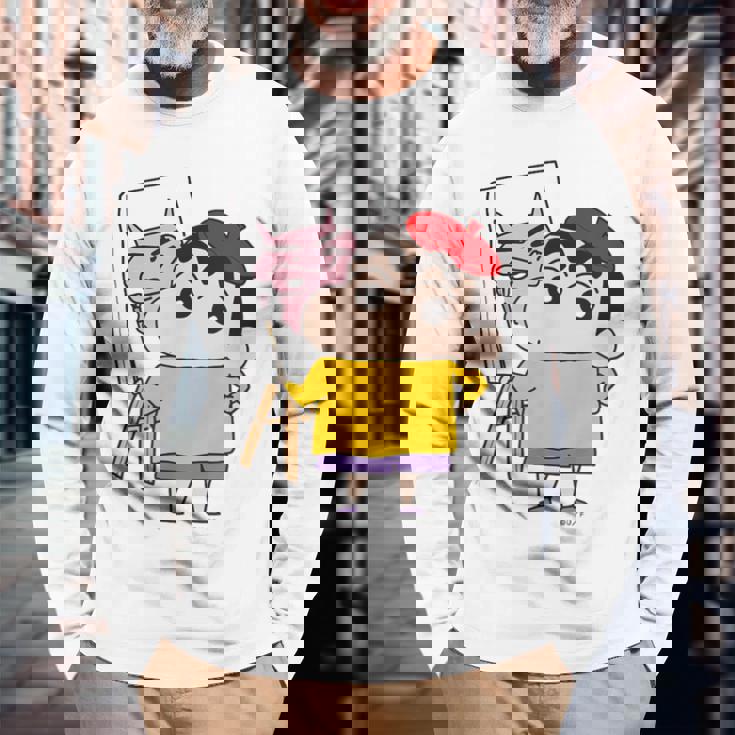 【まんが】クレヨンしんちゃん お絵描きしんちゃん 長袖Tシャツ 高齢者への贈り物