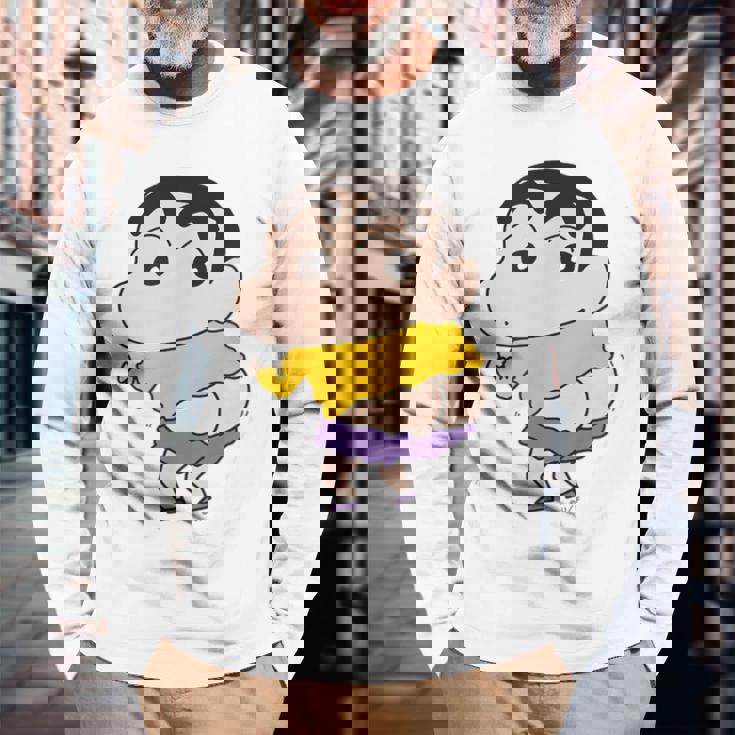 【まんが】クレヨンしんちゃん 尻出ししんちゃん 長袖Tシャツ 高齢者への贈り物