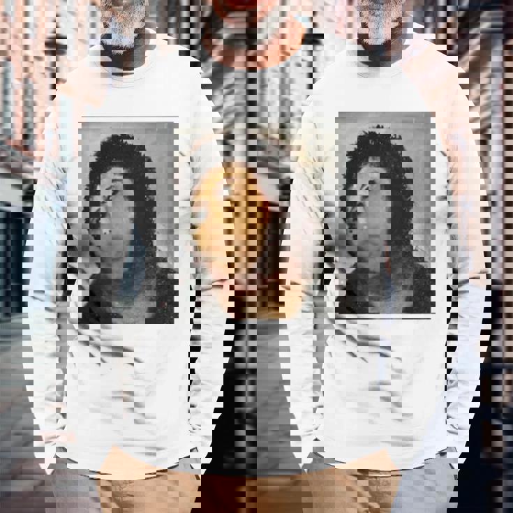 【キリスト画】おばあさんが勝手に修復した教会の壁画が人気爆発 長袖tシャツ 長袖Tシャツ 高齢者への贈り物