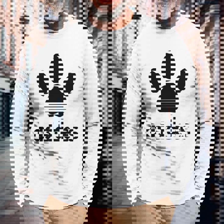 【バックプリント・背中側】Asides アシデス 足です。肉球です。【変なtシャツ屋】スポーツ ブランド パロディ 面白 長袖tシャツ 長袖Tシャツ 高齢者への贈り物