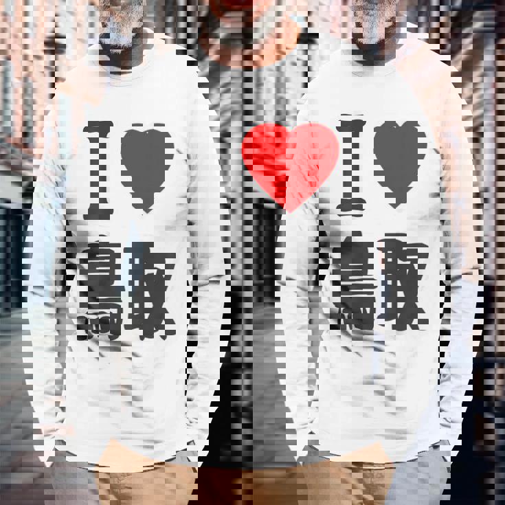 【バックプリント・背中側】アイラブ・鳥取（I Love ハート）Big 大きな文字 お土産 グッズ 面白 長袖Tシャツ 高齢者への贈り物