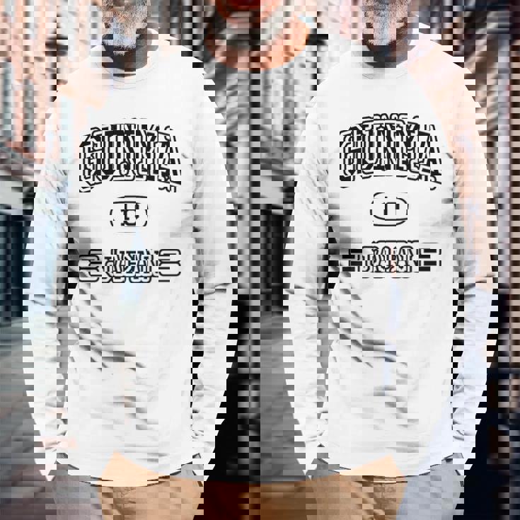 【バックプリント・背中側】群馬 Gunma【チームユニフォーム風】Jimo-T ジモティ 面白い 長袖Tシャツ 高齢者への贈り物