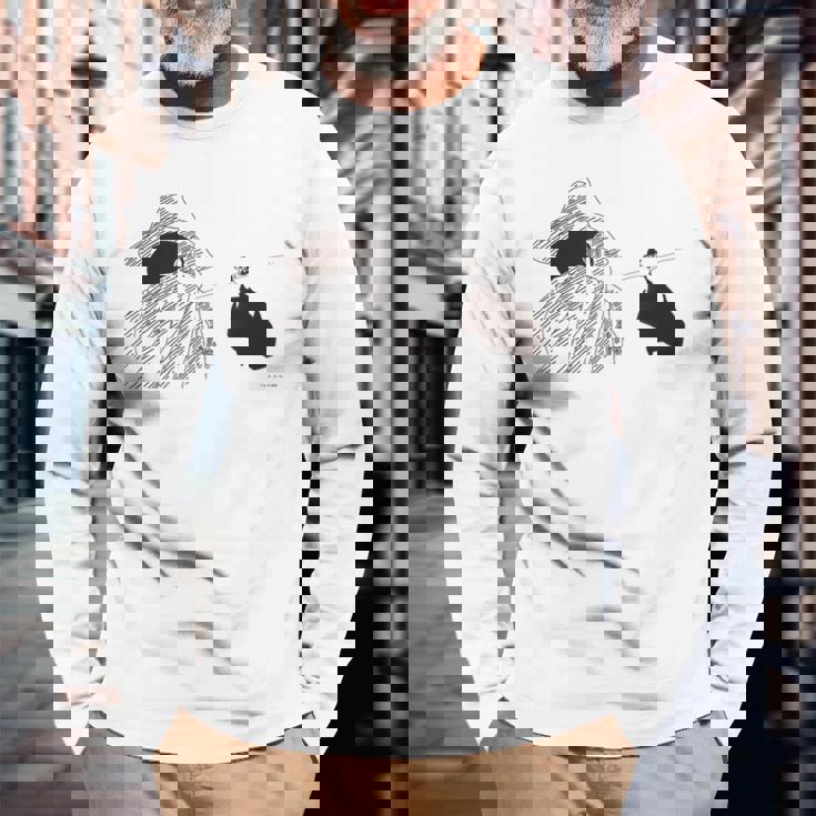 【映画】クレヨンしんちゃん 嵐を呼ぶ 夕陽のカスカベボーイズ コミックタッチ モノクロ 長袖Tシャツ 高齢者への贈り物