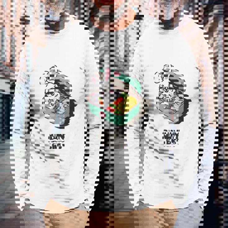 うさぎ弁当 かわいいウサギの和風弁当 ダジャレ 長袖Tシャツ 高齢者への贈り物