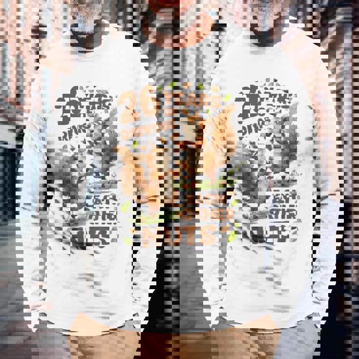 お互いの運転26年 ナッツ26周年 結婚26周年 長袖Tシャツ 高齢者への贈り物