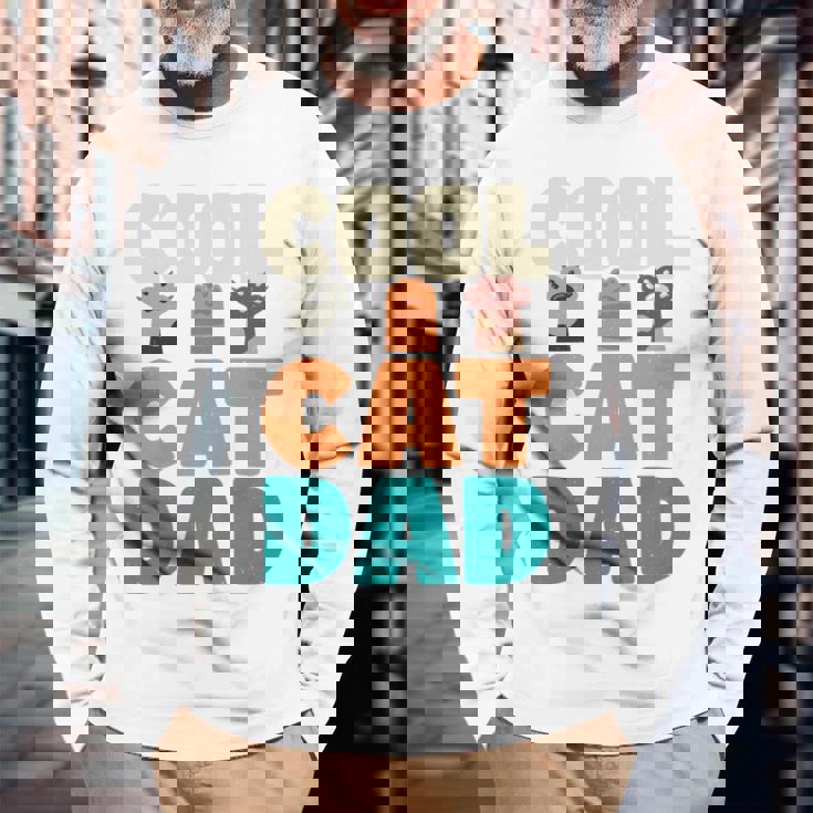 かっこいい猫お父さん面白い猫好きの男性 長袖tシャツ 長袖Tシャツ 高齢者への贈り物