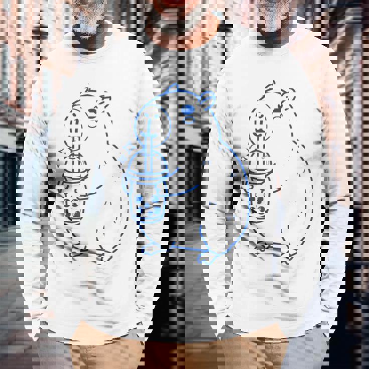 かわいい カピバラ ノベルティ グラフィック ボバティー ミルクセーキ ミルクティー 長袖Tシャツ 高齢者への贈り物