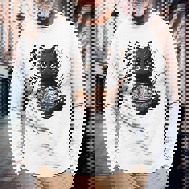 かわいいかわいいかわいいカワイイアニメ猫 長袖Tシャツ 高齢者への贈り物