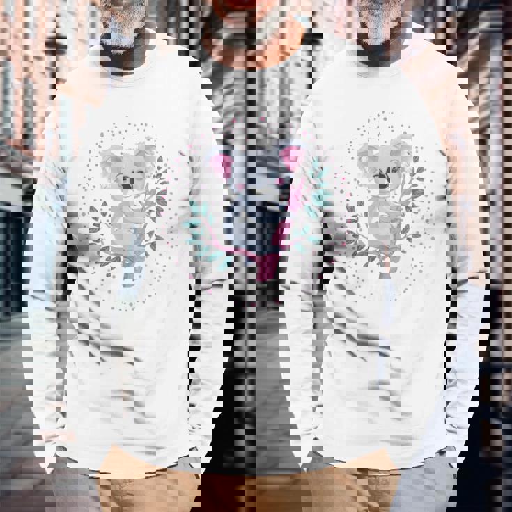 かわいいコアラガール おもしろコアラ 長袖tシャツ 長袖Tシャツ 高齢者への贈り物