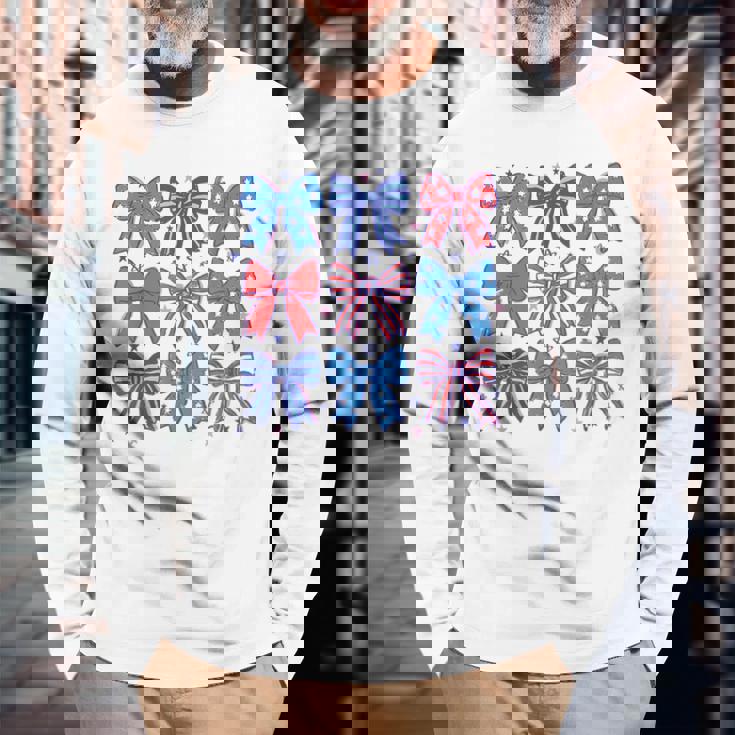 かわいい愛国的なボウスターデザイン7月4日シャツusaプライド 長袖Tシャツ 高齢者への贈り物