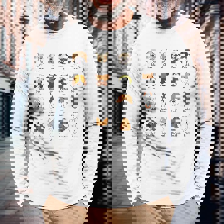 かわいい面白い犬種 長袖Tシャツ 高齢者への贈り物