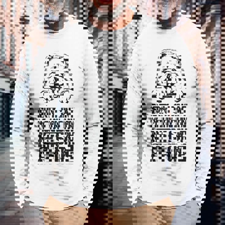 ごめんなさい、チャウチャウには家に私が必要です、チャウチャウのお父さん 長袖Tシャツ 高齢者への贈り物