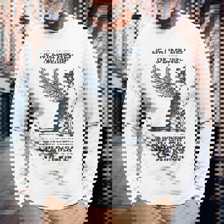 すべての天使に翼があるわけではない-マザーシンガプーラキャットママ 長袖Tシャツ 高齢者への贈り物