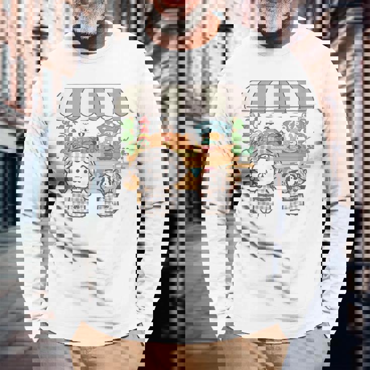 ねこぺん日和 ドーナツワゴン 長袖Tシャツ 高齢者への贈り物