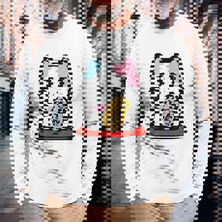 びーえするるる【Bsテレ東公式】まねきねこイラストtシャツ（10色） 長袖Tシャツ 高齢者への贈り物