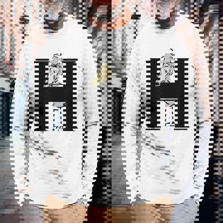 みんな大好きハシビロコウ 動かない鳥 はしび郎クラブ Hアルファベット ロゴ 長袖Tシャツ 高齢者への贈り物