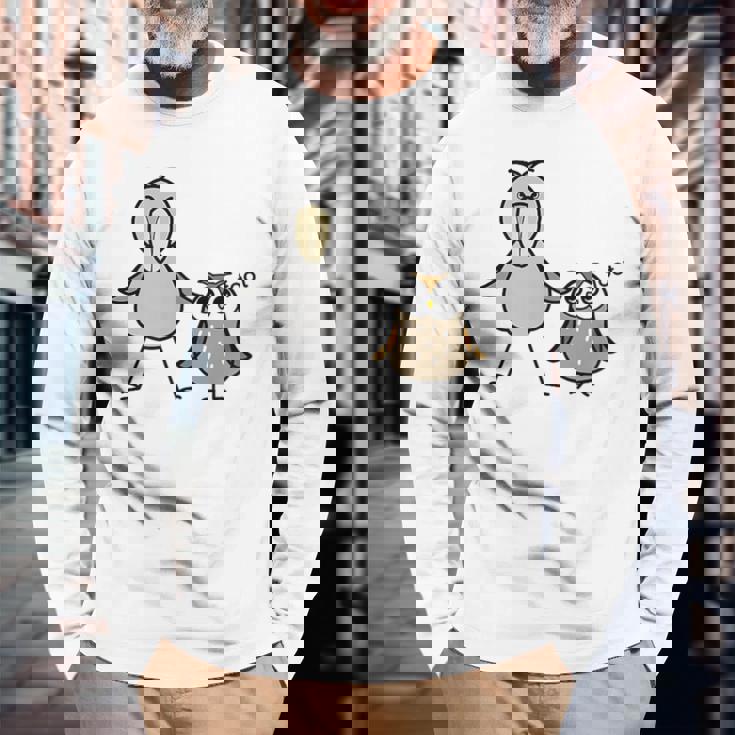 みんな大好きハシビロコウ 動かない鳥 はしび郎クラブtシャツ ハシビ郎とフクロウ Zoo ハシビロコウ フクロウ 鳥 長袖Tシャツ 高齢者への贈り物