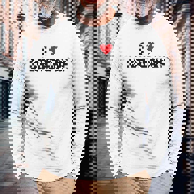 アイハートイギリスシティ-アイラブロンドン 長袖Tシャツ 高齢者への贈り物