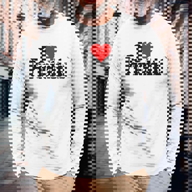 アイラブハートピロシキピロシキ 長袖Tシャツ 高齢者への贈り物